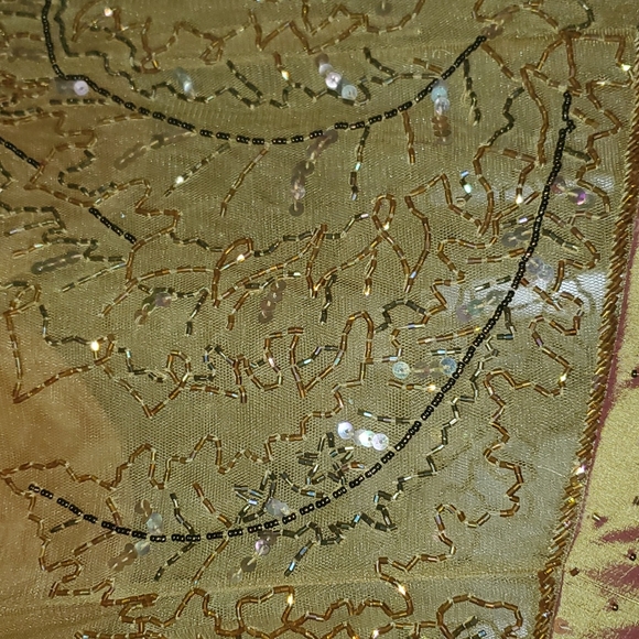 Elegant dress mustard shiny Bronze color - Picture 12 of 17